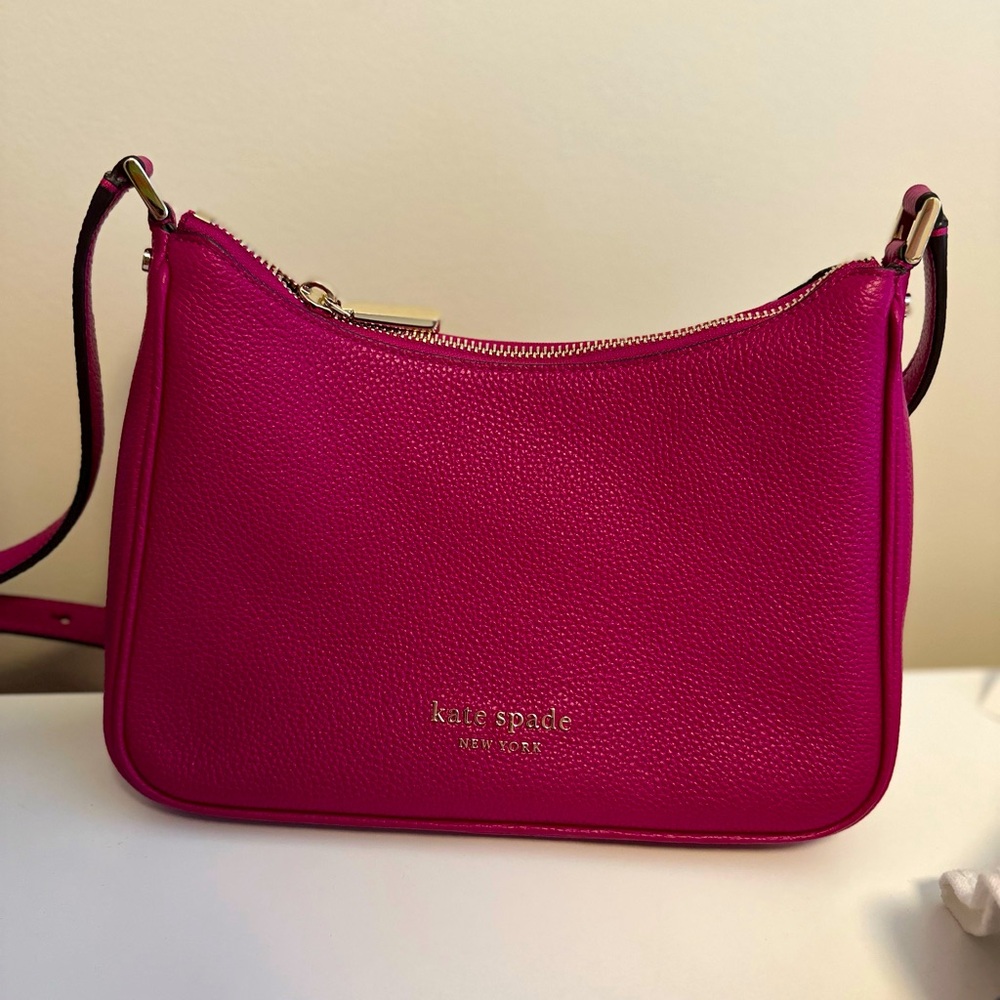 Kate Spade Medium Crossbody in “Anemone Pink” pebbled leather